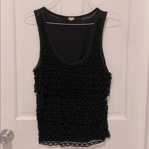 J.Crew Black Scallop Lace Tank